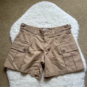 VINCE Tan Khaki Midi Cargo Utilitarian Style Shorts